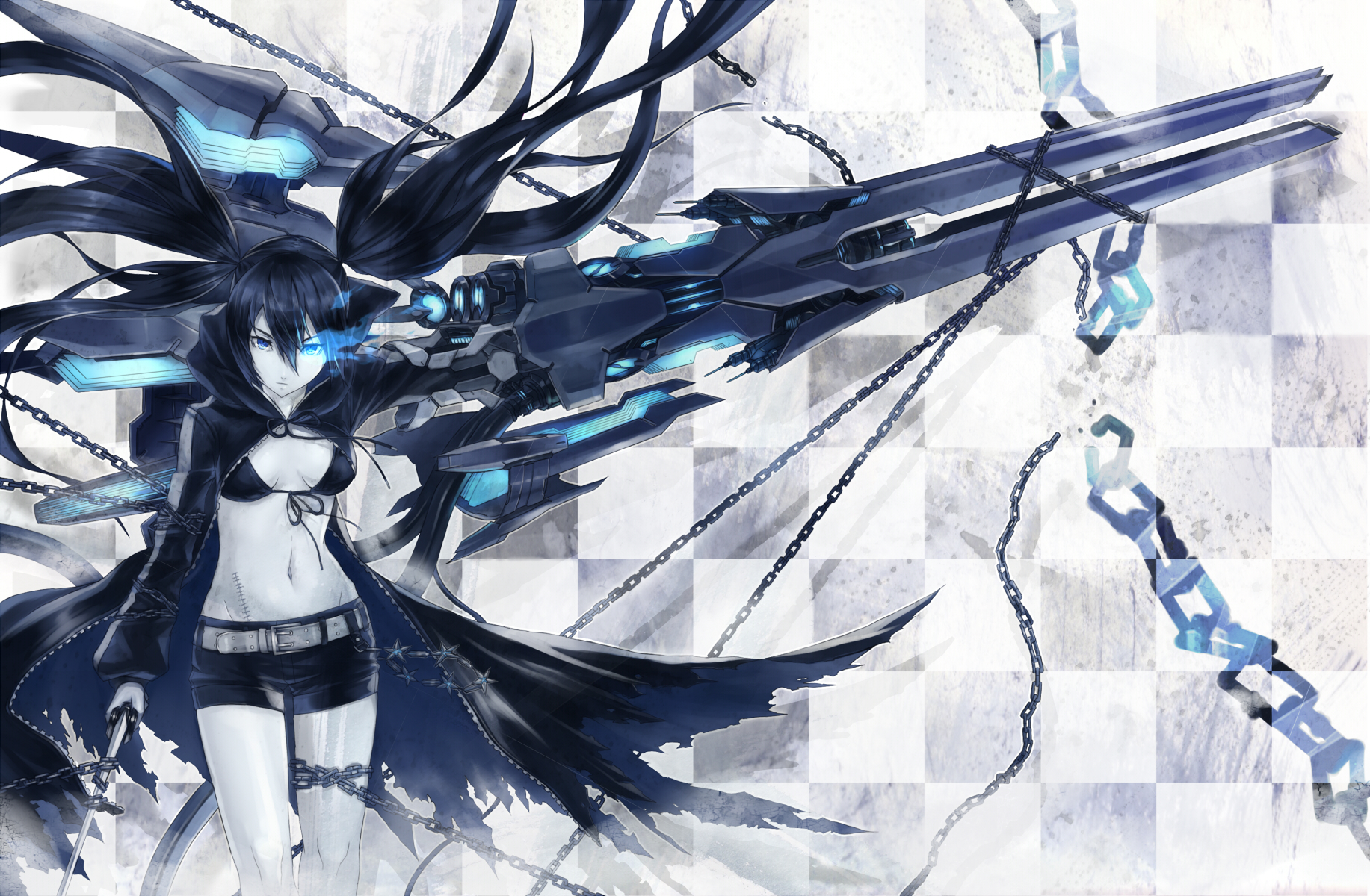 4hands 2d Black Rock Shooter Vocaloid Black Rock Shooter Character Bikini Top Bondage Cleavage 9830